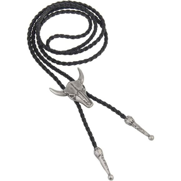 COOLLA Handmade Bolo Tie, Bull Western Cowboy, Vintage Turquoise Pendant for Men - Picture 3 of 7